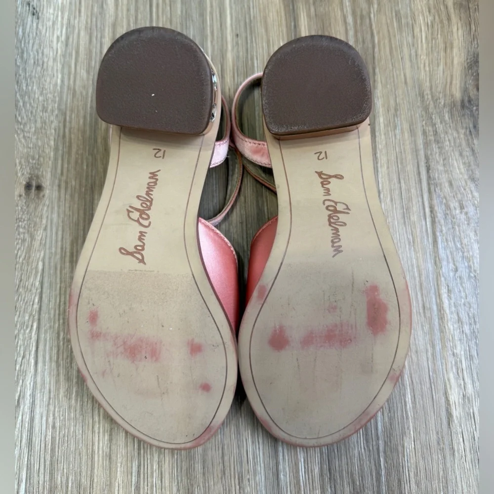 Sam Edelman Girls Blush Pink Satin Block Heel Sandals Size 12